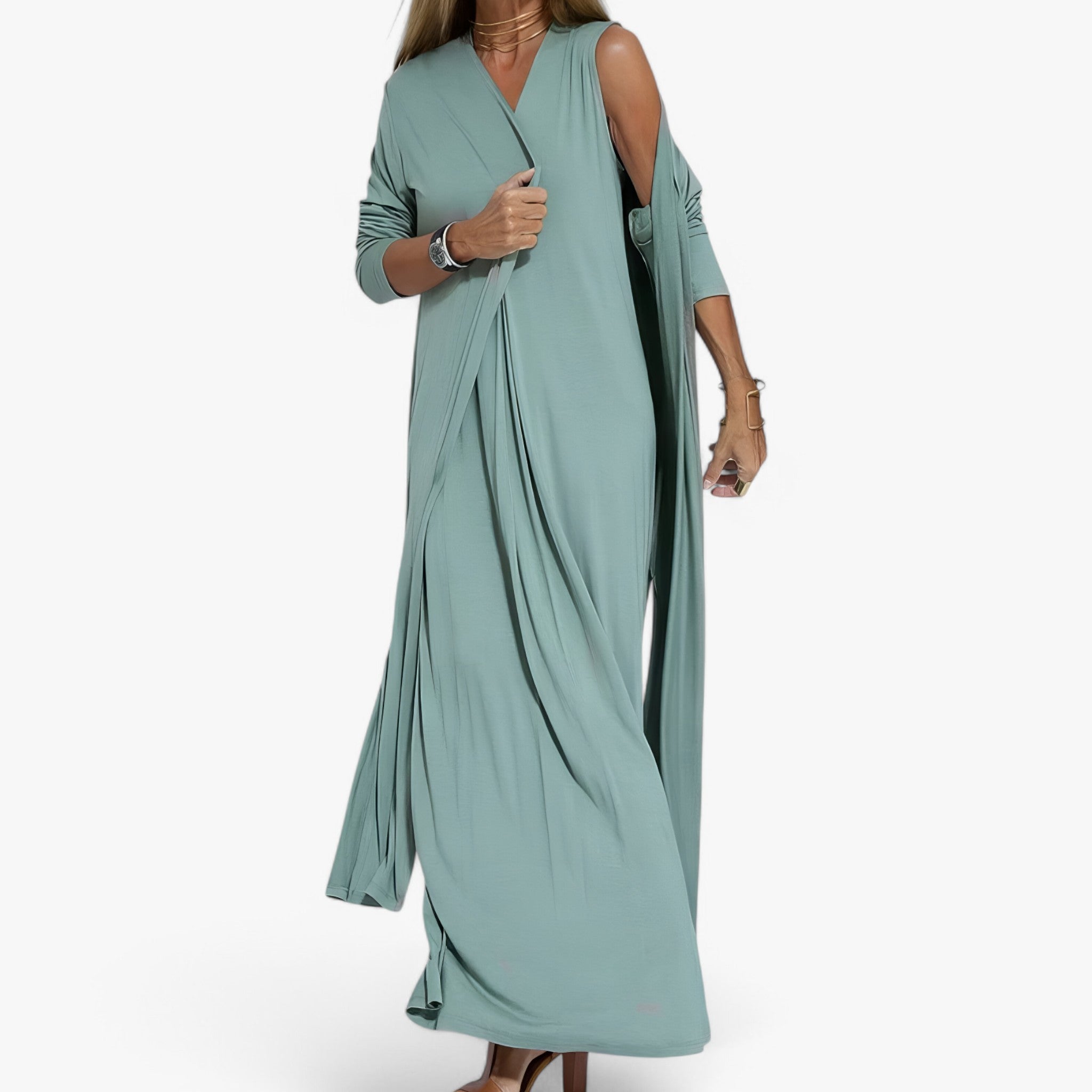 Abito lungo con cardigan in omaggio - Chic e confortevole Donna - - abito abito cardigan cardigan chic confortevole donna dresses omaggio - Concept Palermo