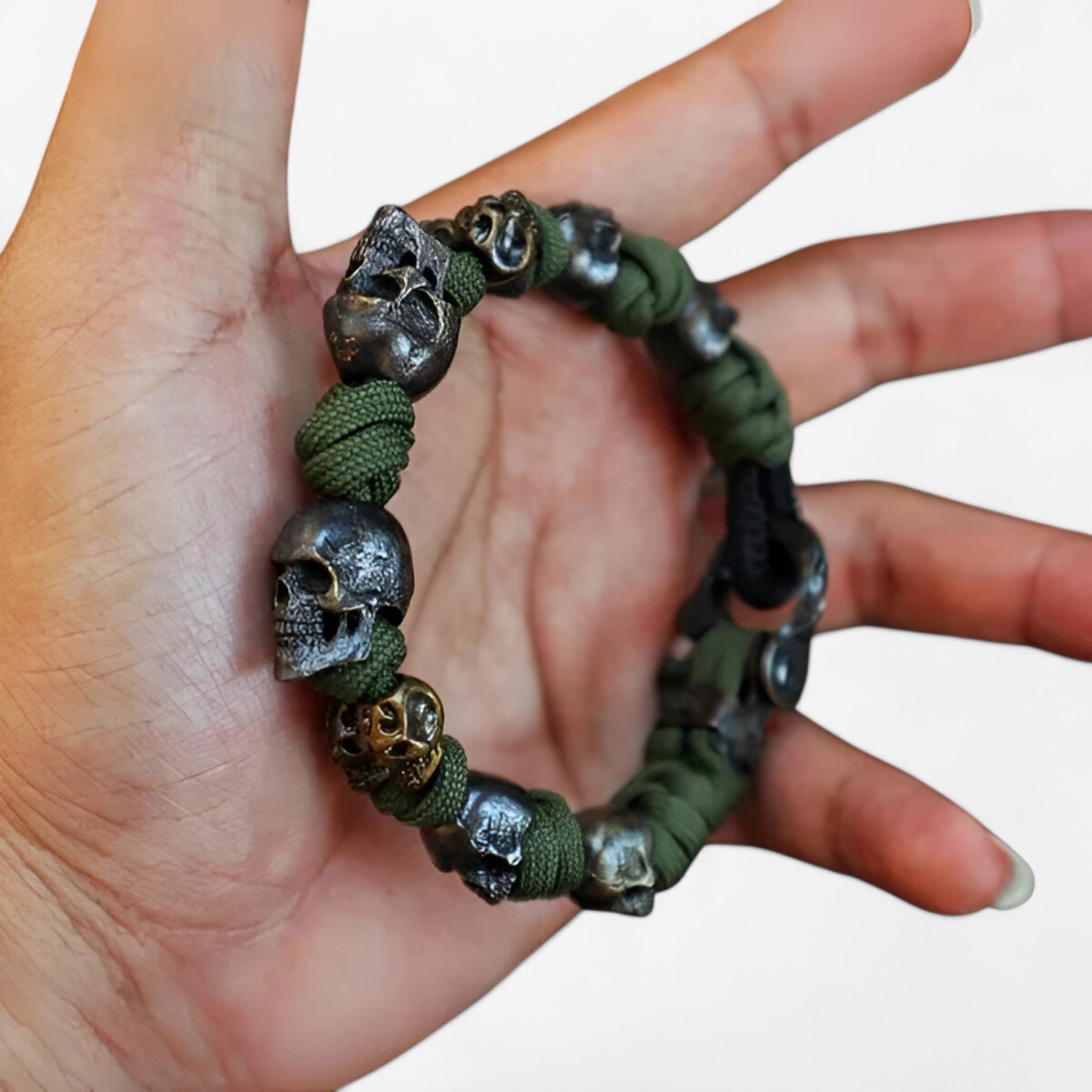 Bracciale Paracord con Teschio d'Argento dell'Esercito Uomo - - bracciale bracciale paracord bracelet for men BRACELETS dell esercito jewelry mens bracelet paracord teschio uomo - Concept Palermo