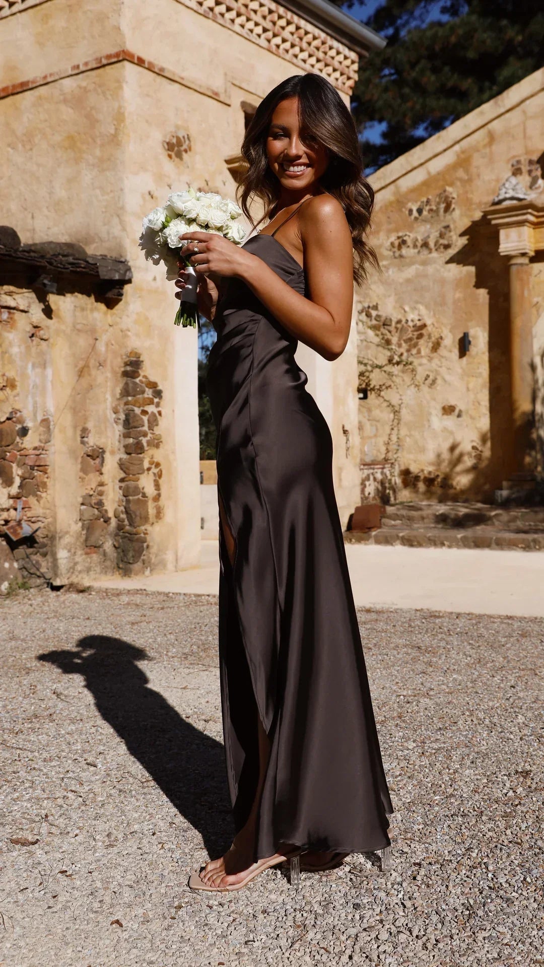 Abito lungo con spacco e spalline sottili da donna - Noir - 6/4/2025 best-seller bretelles cross-from-seroa-10020311925002 dresses femme fente fines longue New-google robe robe longue robes - Concept Palermo