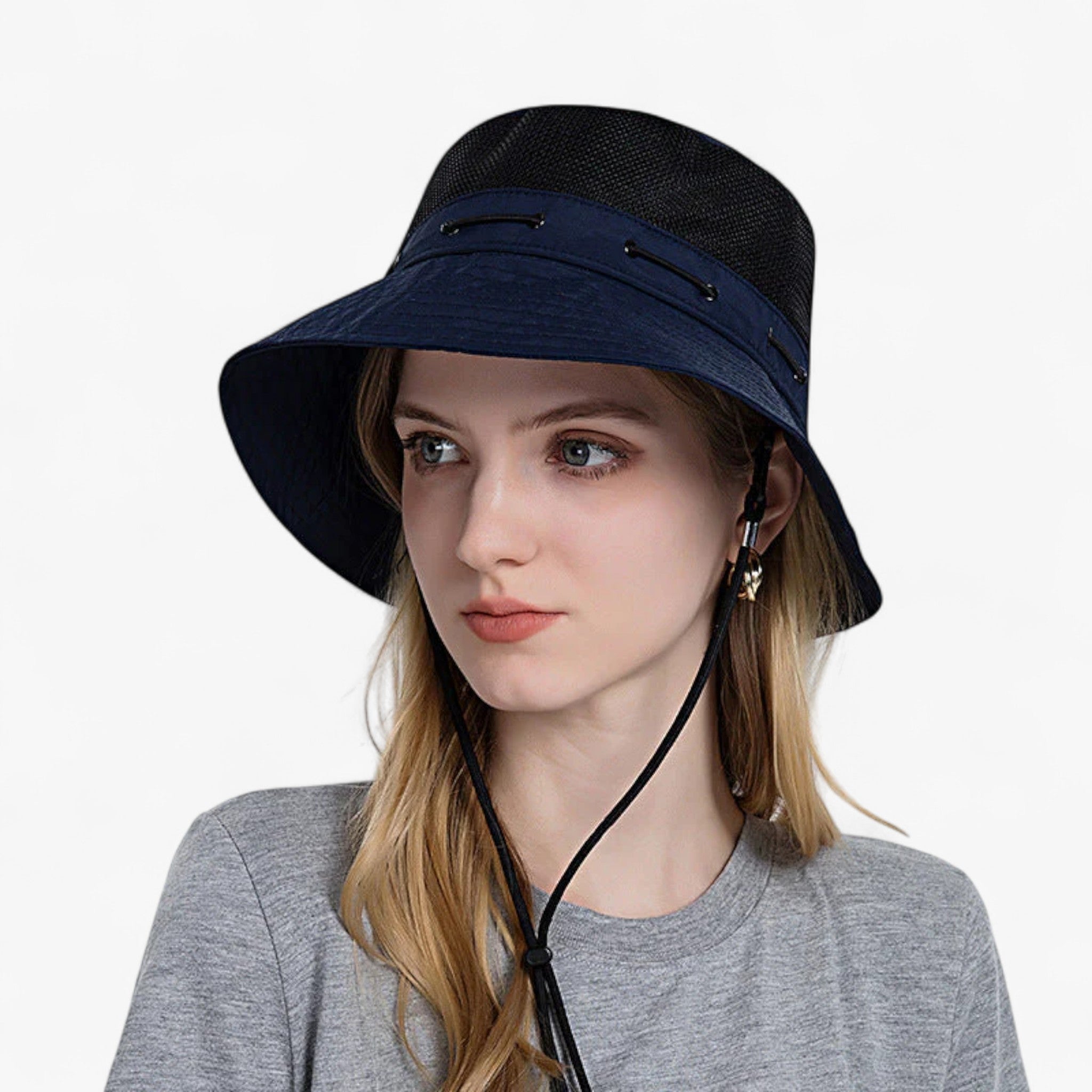 Cappello da sole traspirante Pelle Uomo - Blu Marino - bucket hats cappello cappello sole hats jewelry pelle sole traspirante uomo - Concept Palermo