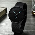 Orologio Uomo Quarzo Lusso Elegante Cinturino Pelle Nero Cassa Acciaio