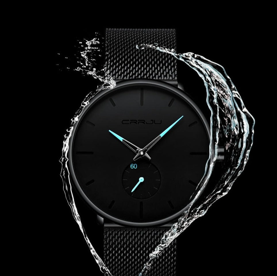 Orologio Uomo Quarzo Lusso Elegante Cinturino Pelle Nero Cassa Acciaio - - all Horloges new_for_google_may orologio orologio quarzo quarzo Stationery uomo watches - Concept Palermo