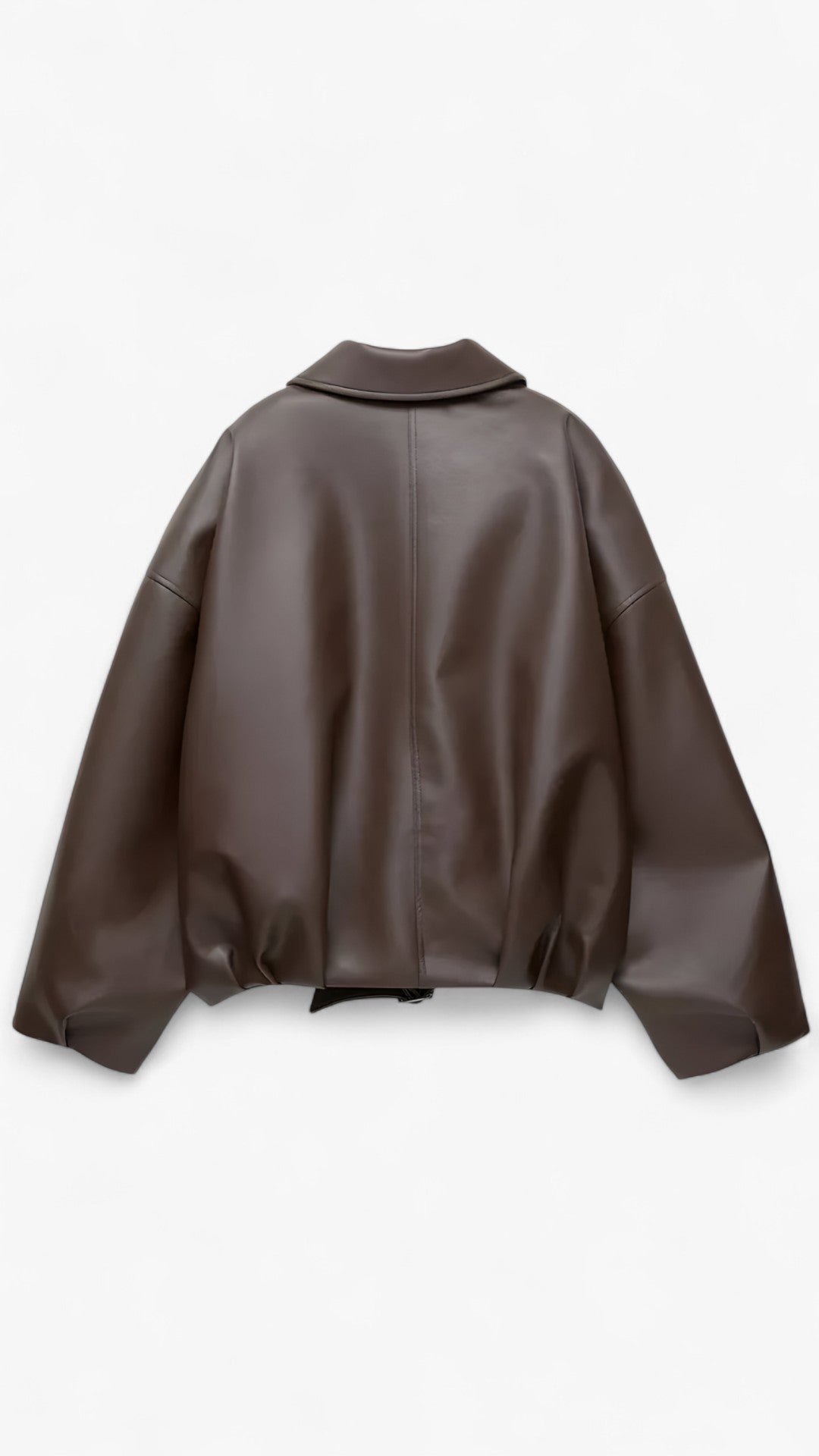 Giacca in pelle corta da studio con cintura - - black jacket brown jacket cintura corta giacca giacca pelle jacket pelle studio women's coats & jackets - Concept Palermo