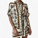 Bedrukte blousejurk in boho stijl met natuurlijke elegantie voor dames