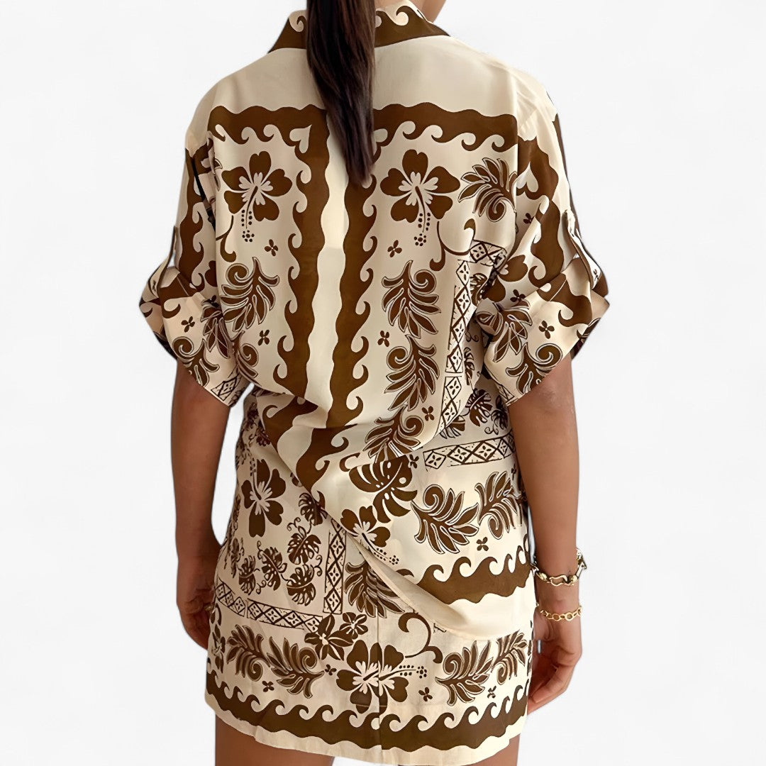 Abito camicia stampato in stile boho con eleganza naturale Donna - - abito abito camicia boho camicia Complete Outfit donna DRESS dresses eleganza naturale - Concept Palermo