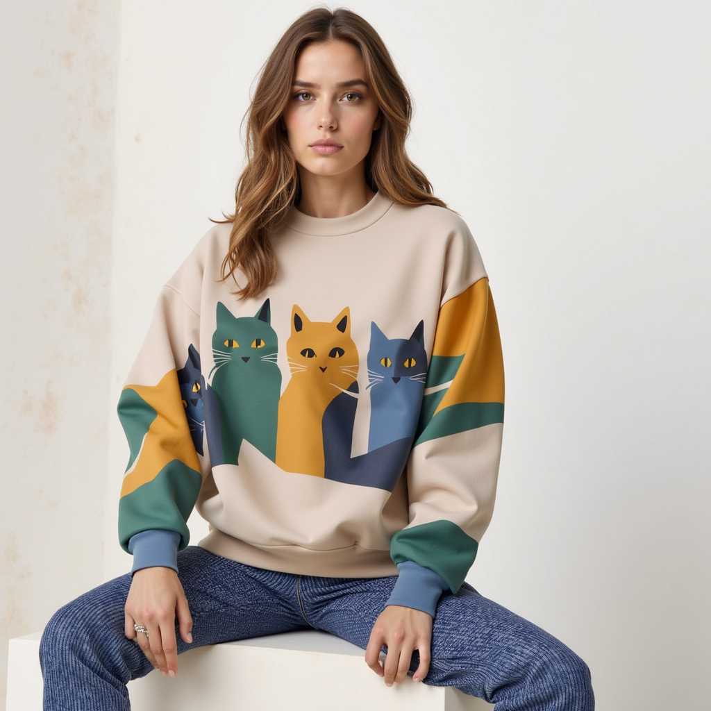 Maglione Kattens Måneskin Lino Donna - - donna huisdieren katten kattens lino maglione maglione kattens måneskin women's sweater - Concept Palermo