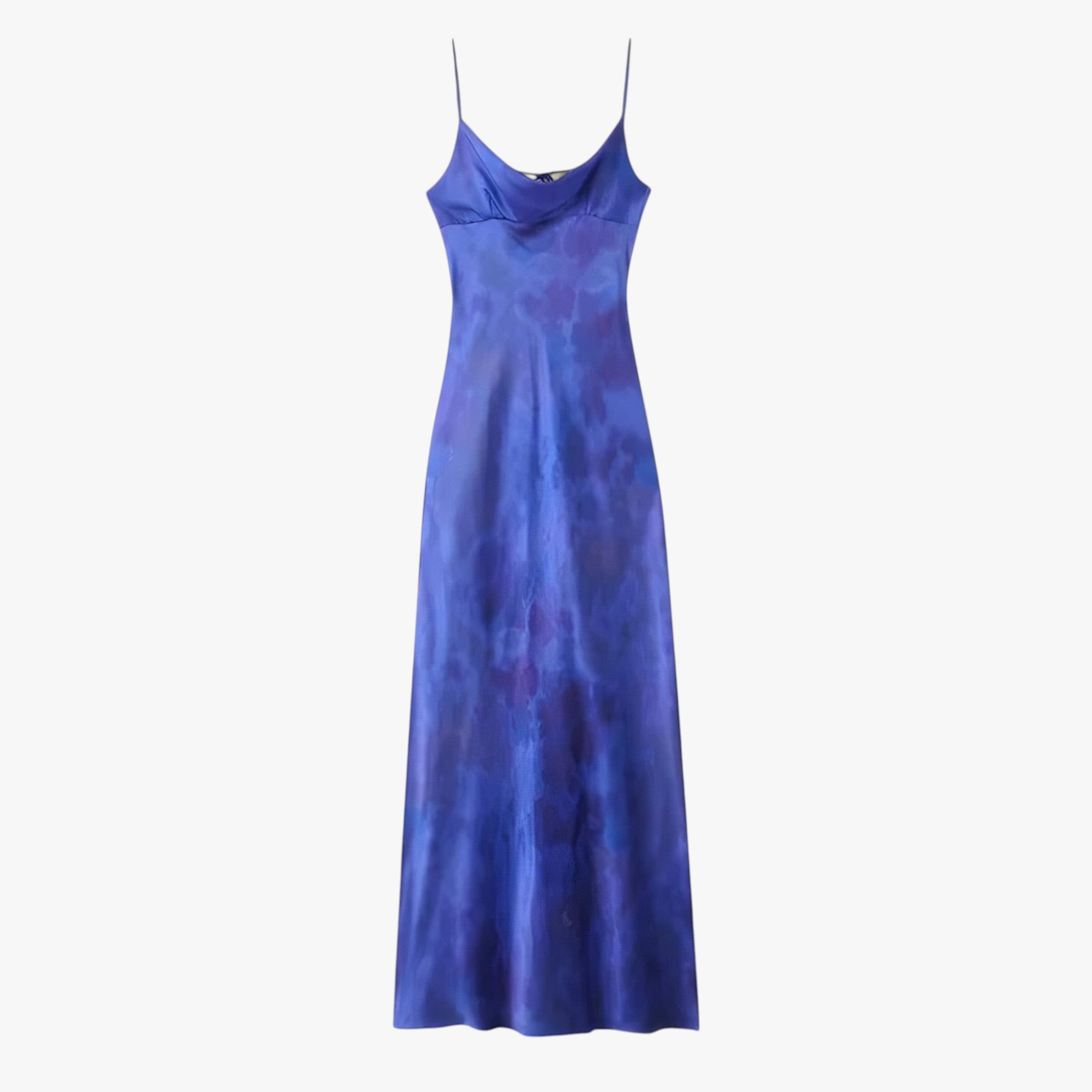 Abito stampato in satin - Leggerezza estiva al tocco setoso Donna - Blu - abito abito stampato donna dresses estiva leggerezza satin setoso - Concept Palermo