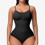 Zwart microvezel corrigerend body met diepe V-hals