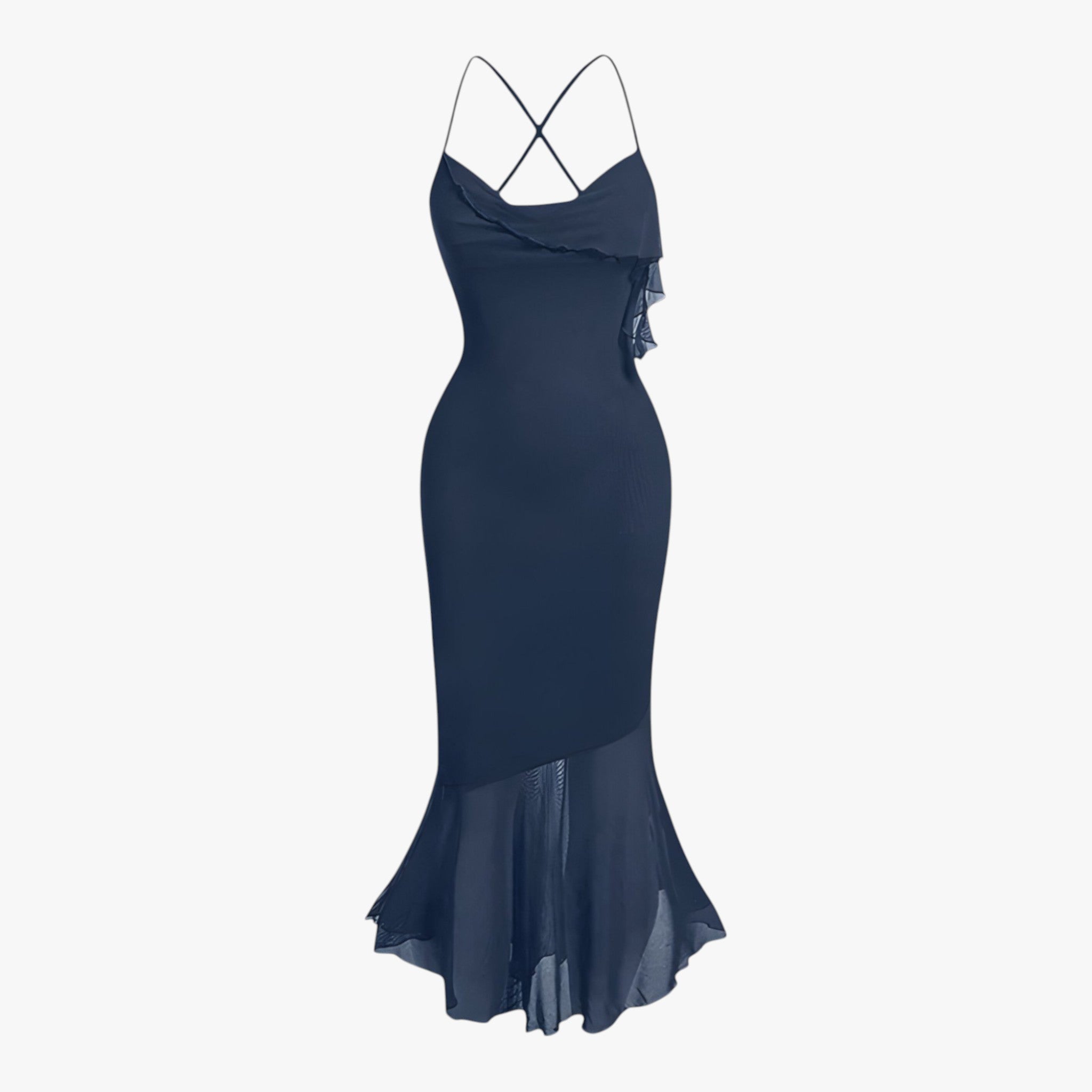 Abito drappeggiato midi - Senza tempo e seducente Donna - Blu Marino - abito abito drappeggiato donna drappeggiato dresses midi seducente tempo - Concept Palermo