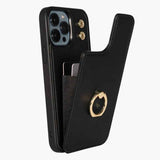 Luxuriöse iPhone 13 Pro Hülle - Stoßfeste Lederschutzhülle | Elegante Magnetische Schwarze Hülle