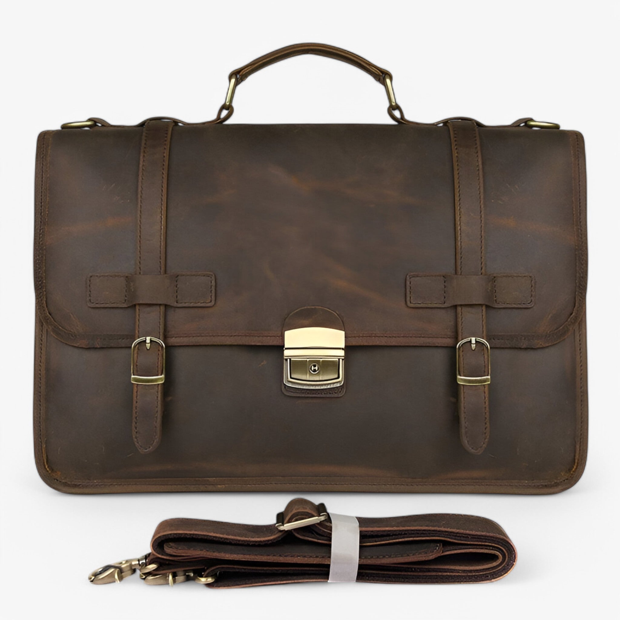 Valigetta Pelle Marrone Elegante - Marrone scuro - accessoires bags pelle tassen valigetta valigetta pelle - Concept Palermo
