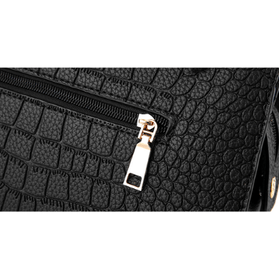 Borsa Donna Nera Elegante in Vera Pelle di Coccodrillo con Tracolla Regolabile e Zip - - Bags borsa borsa pelle coccodrillo handbags pelle Women's handbags - Concept Palermo