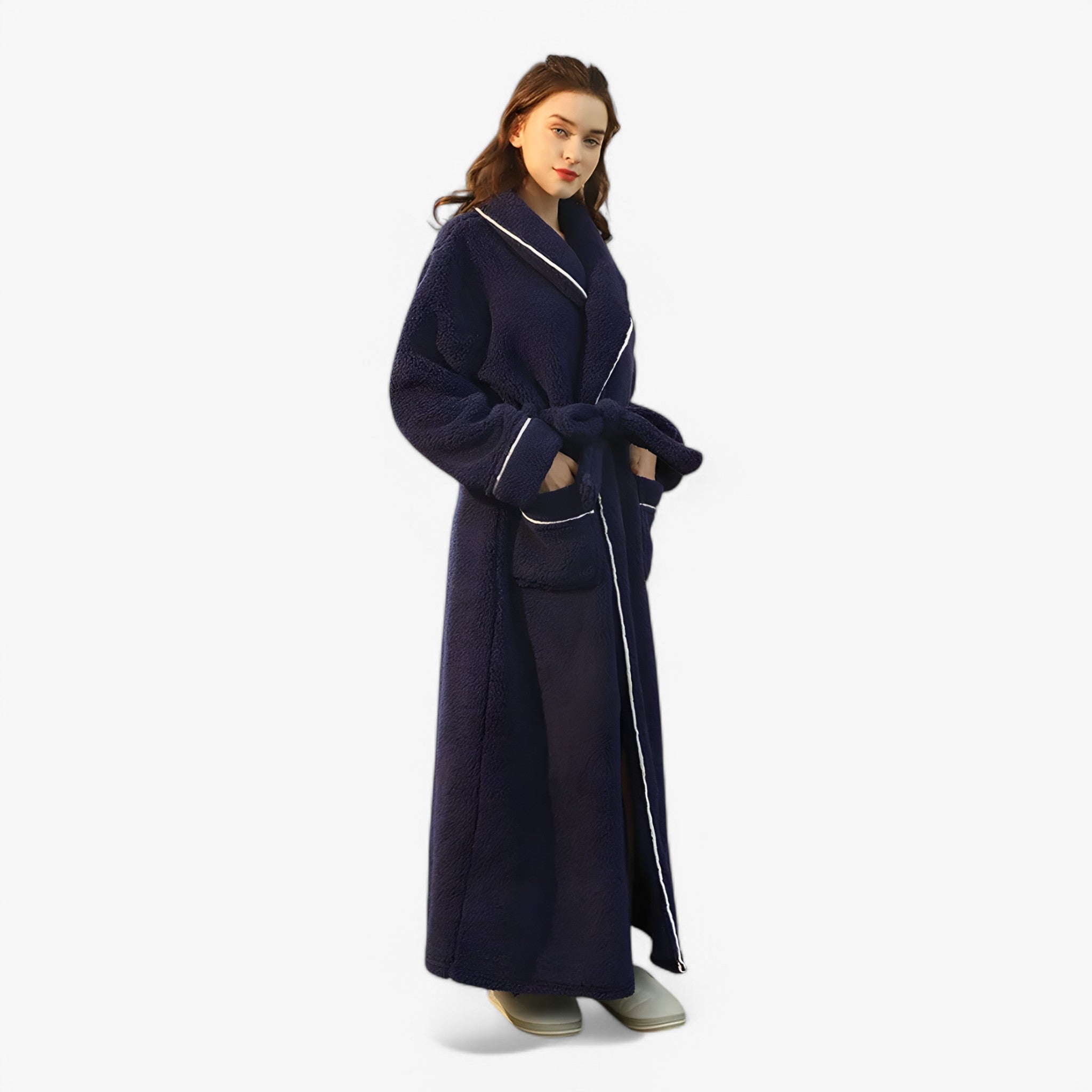 Accappatoio Uomo/Donna in Spugna di Cotone Morbido con Cappuccio, Taglie S-XL - Donna blu navy - accappatoio Home Decor robes - Concept Palermo