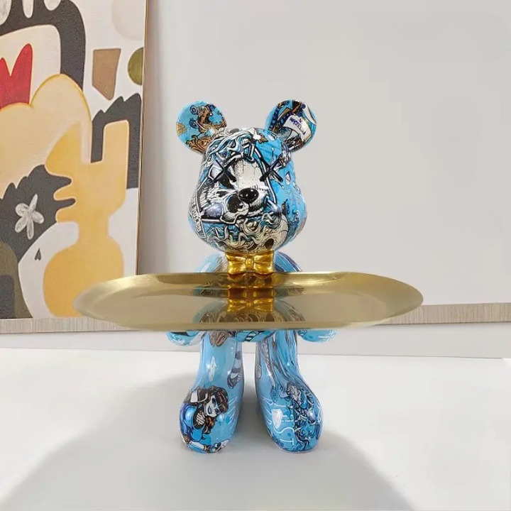 Statua di orso CraftBear con vassoio, decorazione da tavolo in resina per casa o ufficio - Luna - craftbear home home & garden orso Skulptur Statue statua tray vassoio - Concept Palermo