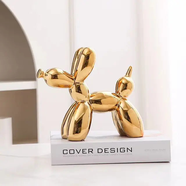Scultura Cane Pallone PuffyPooch - Decorazione Moderna in Resina Lucida - Oro - cane home home & garden pallone puffypooch scultura - Concept Palermo