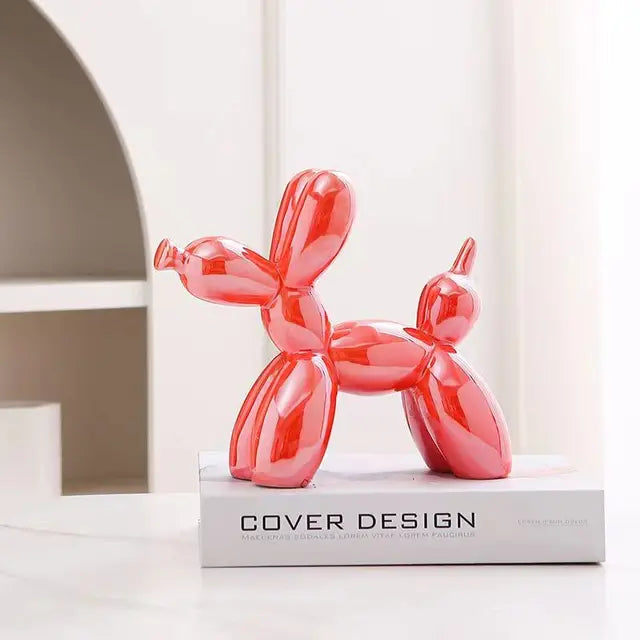 Scultura Cane Pallone PuffyPooch - Decorazione Moderna in Resina Lucida - Arancione - cane home home & garden pallone puffypooch scultura - Concept Palermo