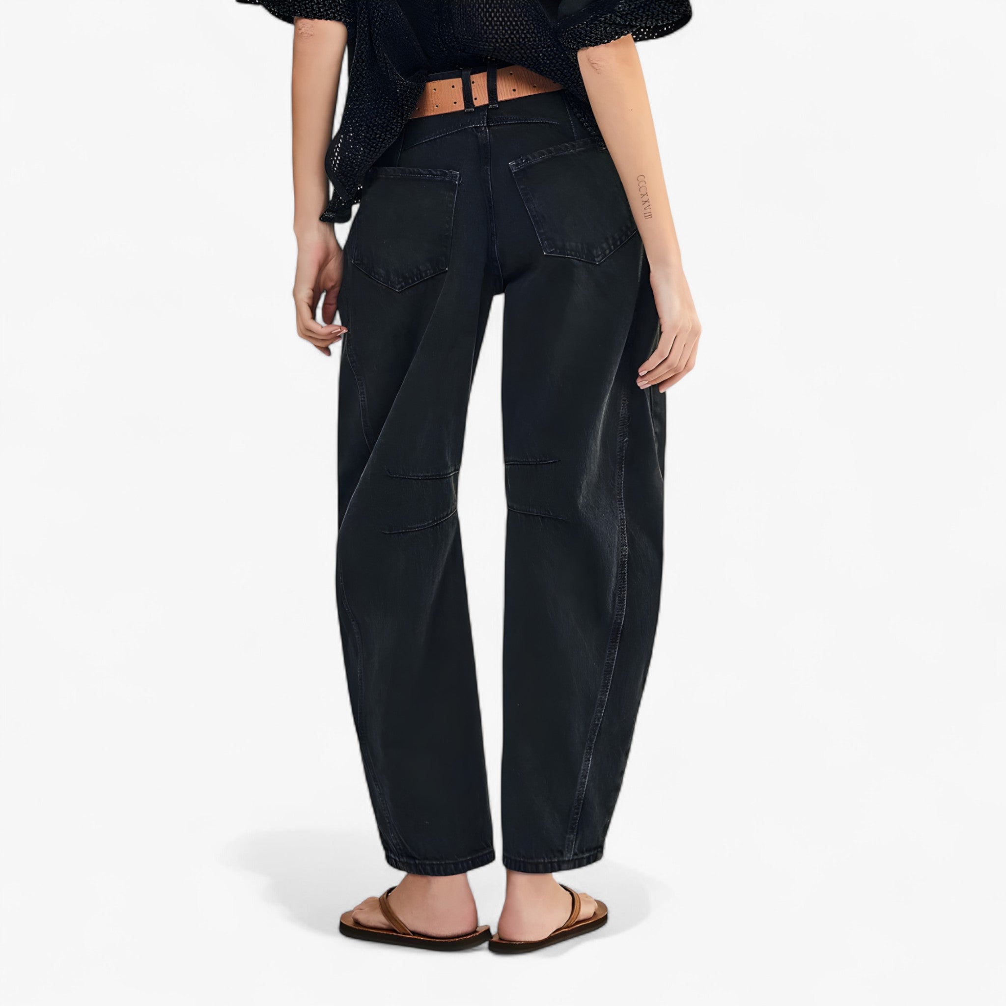 Jeans a Gamba Larga da Donna in Denim Blu Vita Alta - - gamba Jean jeans jeans gamba larga pants - Concept Palermo