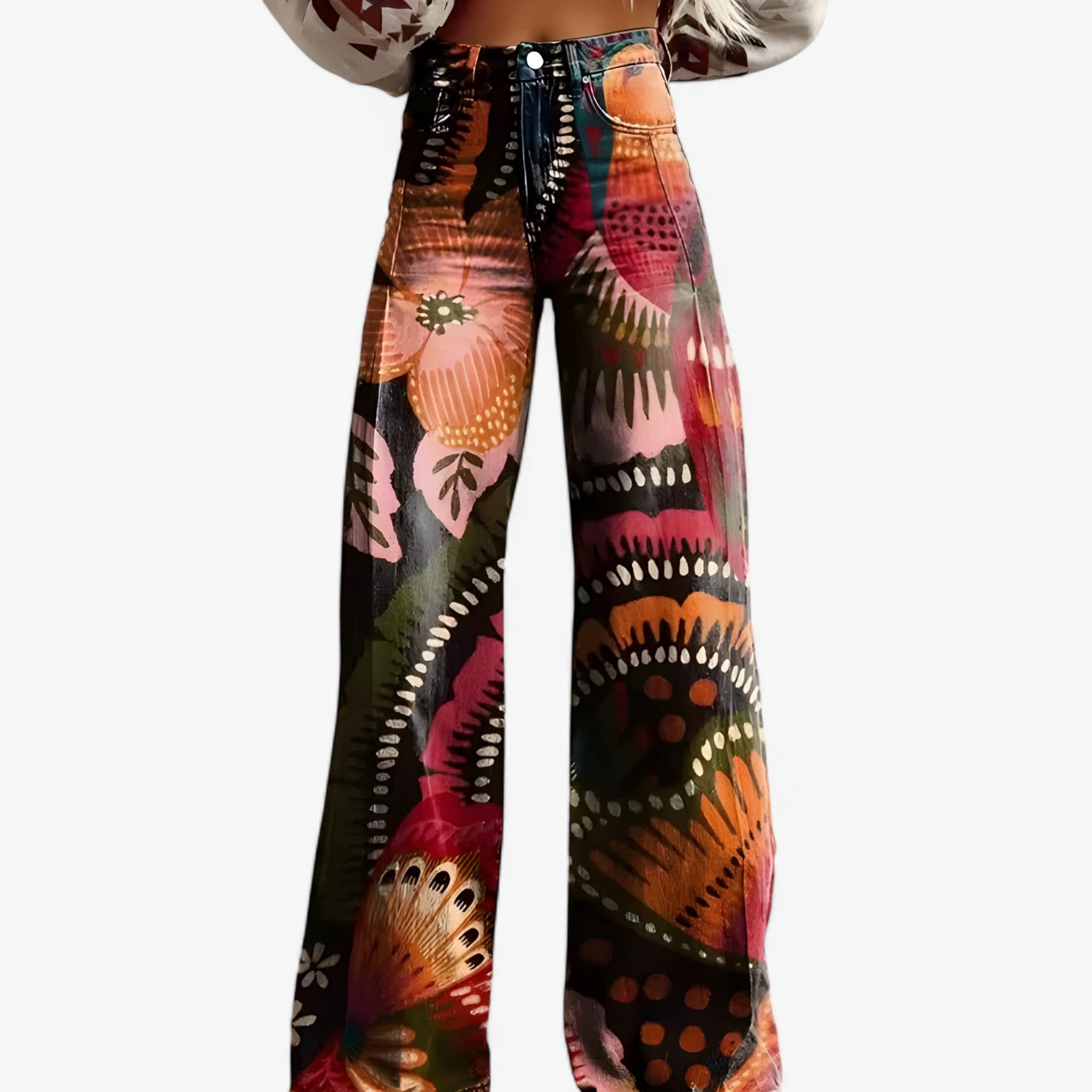Pantaloni a gamba larga - Casual e alla moda Uomo - Fiori Boho - alla casual gamba larga moda pantaloni pantaloni gamba pants - Concept Palermo