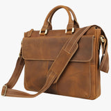 Borsa Laptop 15.6" in Vera Pelle Marrone, Tracolla Regolabile Unisex per Lavoro e Viaggio