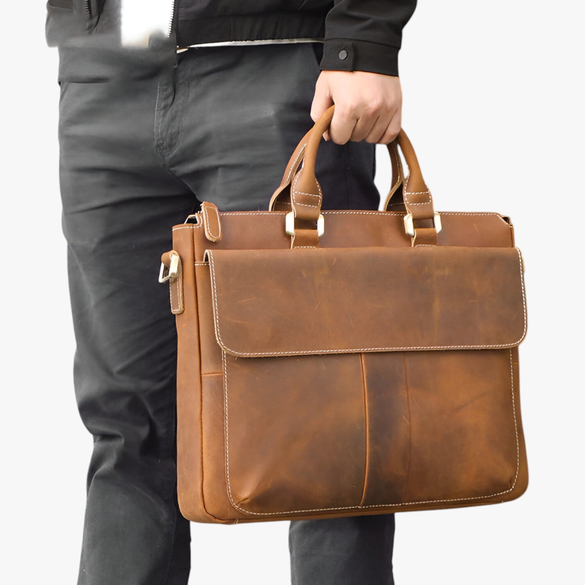Borsa Laptop 15.6" in Vera Pelle Marrone, Tracolla Regolabile Unisex per Lavoro e Viaggio - - accessoires bags borsa borsa laptop laptop pelle tassen tracolla - Concept Palermo