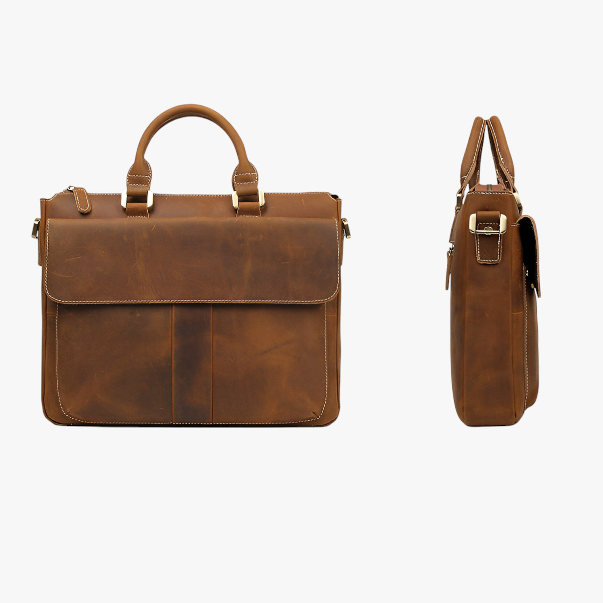 Borsa Laptop 15.6" in Vera Pelle Marrone, Tracolla Regolabile Unisex per Lavoro e Viaggio - - accessoires bags borsa borsa laptop laptop pelle tassen tracolla - Concept Palermo