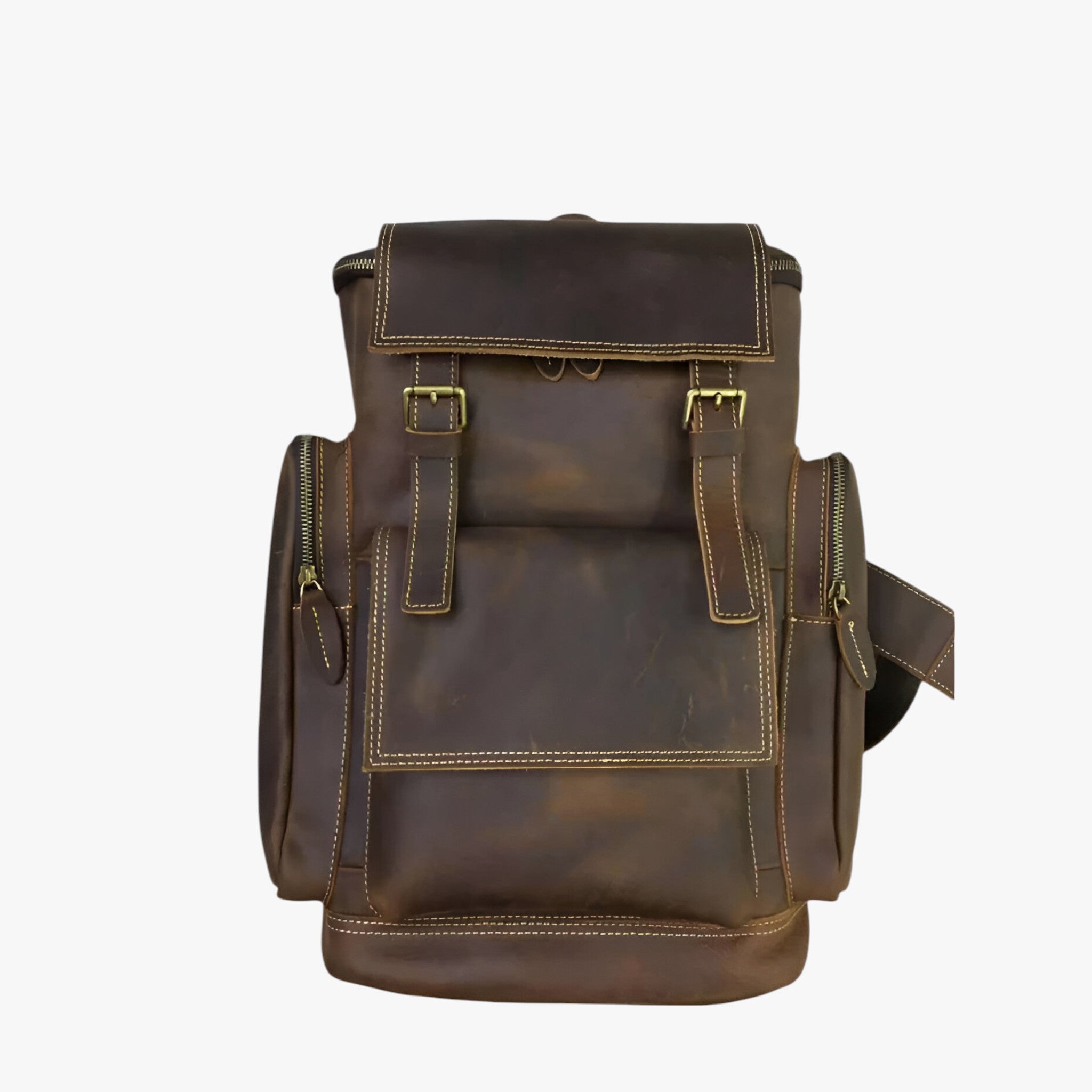 Zaino in Pelle con Scomparto per Laptop Uomo - Marrone scuro - accessoires bags laptop pelle scomparto tassen uomo zaino zaino pelle - Concept Palermo