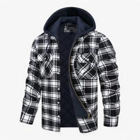 Flanella a Righe con Cappuccio Uomo - Nero - cappuccio flanella flanella righe Linen Men men's coats & jackets righe Solid uomo - Concept Palermo