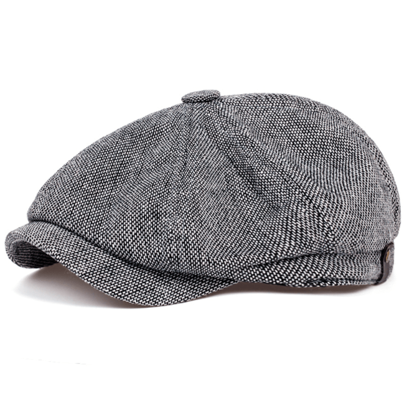 Cappellino retrò con otto pannelli in tessuto tweed a spina di pesce, berretto casual a righe Lino Uomo - Grigio - berretto cappellino cappellino retr caps casual hats lino men's hat otto pannelli - Concept Palermo