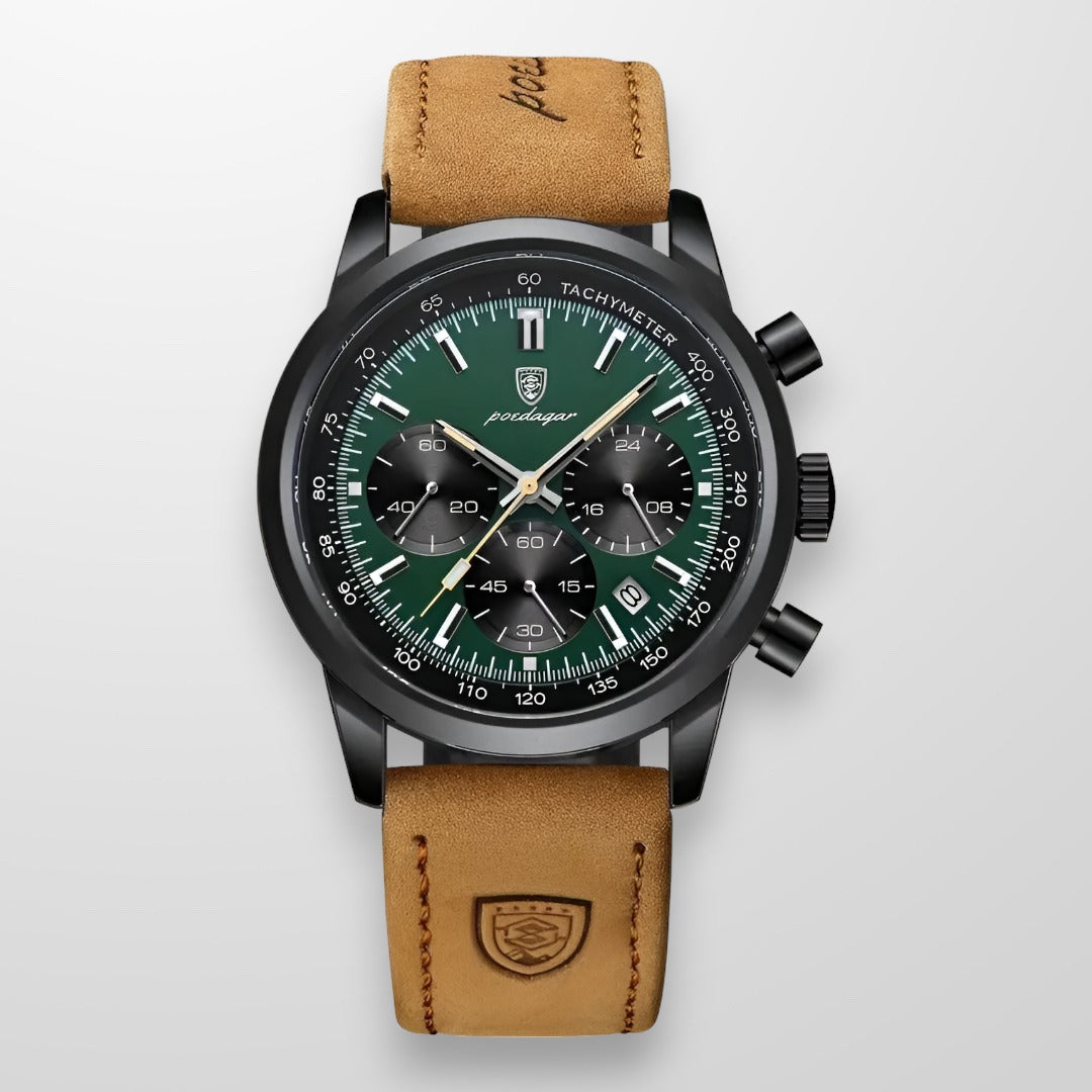 Orologio Uomo LuminousWatch™ Elegante, Luminoso al Buio, Quadrante Blu - Lusso e Stile - Marrone verde - horloges voor mannen lichtgevende wijzers luminouswatch LuminousWatch™ Luxe herenhorloge Luxe horlogerie new_for_google orologi precisietijdmeting saffierglas uomo verstelbaar bandje watches waterbestendig - Concept Palermo