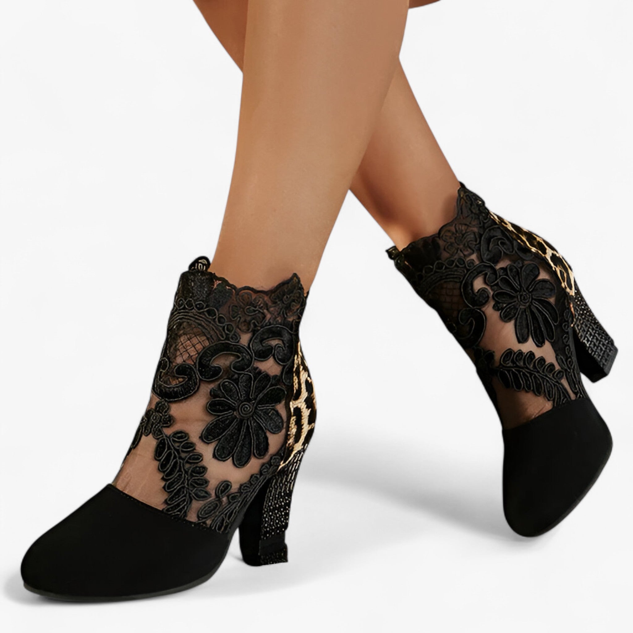 Tacchi con rete in pizzo – Eleganza e stile delicato - Leopardo Nero - delicato eleganza josefine | tacchi con rete in pizzo – eleganza e stile delicato - € pizzo rete stile tacchi tacchi rete - Concept Palermo