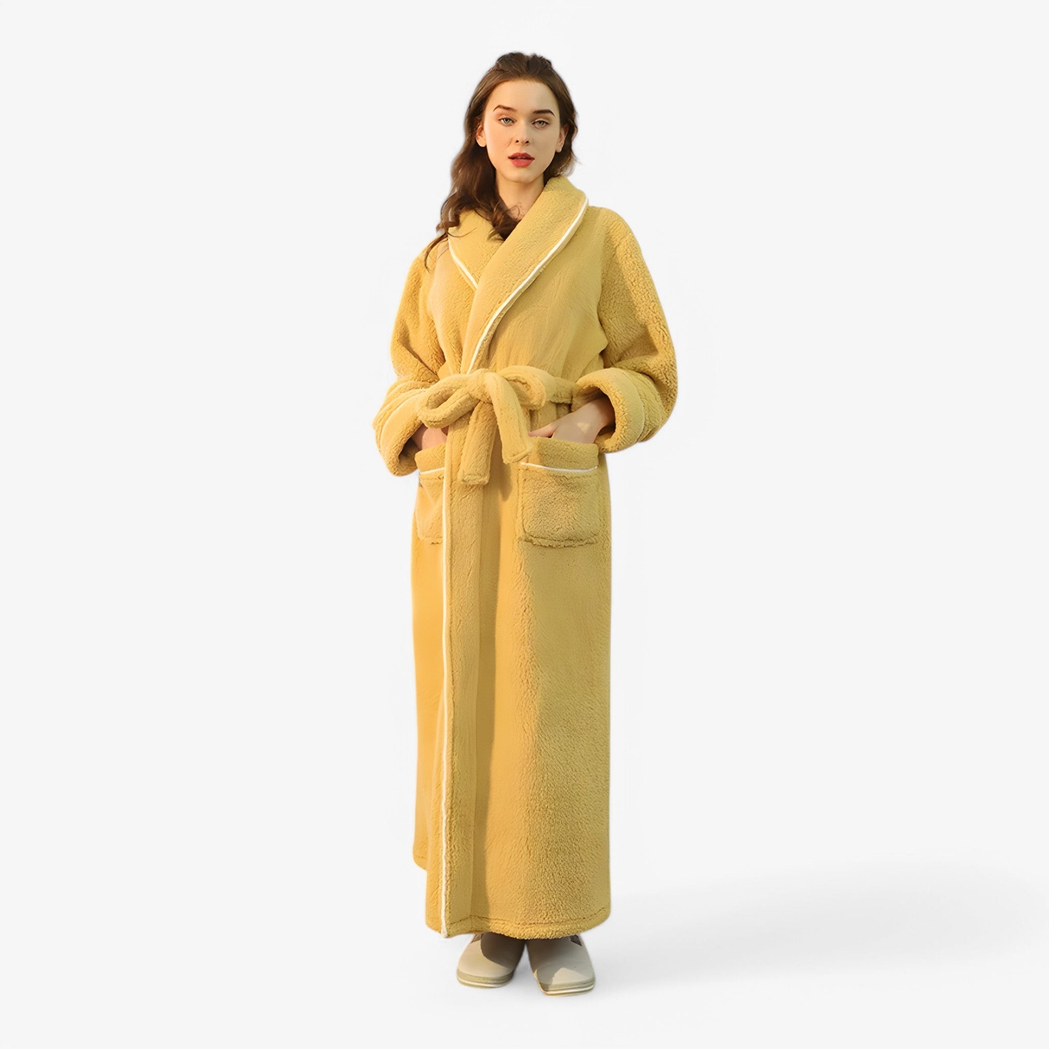 Accappatoio Uomo/Donna in Spugna di Cotone Morbido con Cappuccio, Taglie S-XL - Donna ciliegia gialla - accappatoio Home Decor robes - Concept Palermo