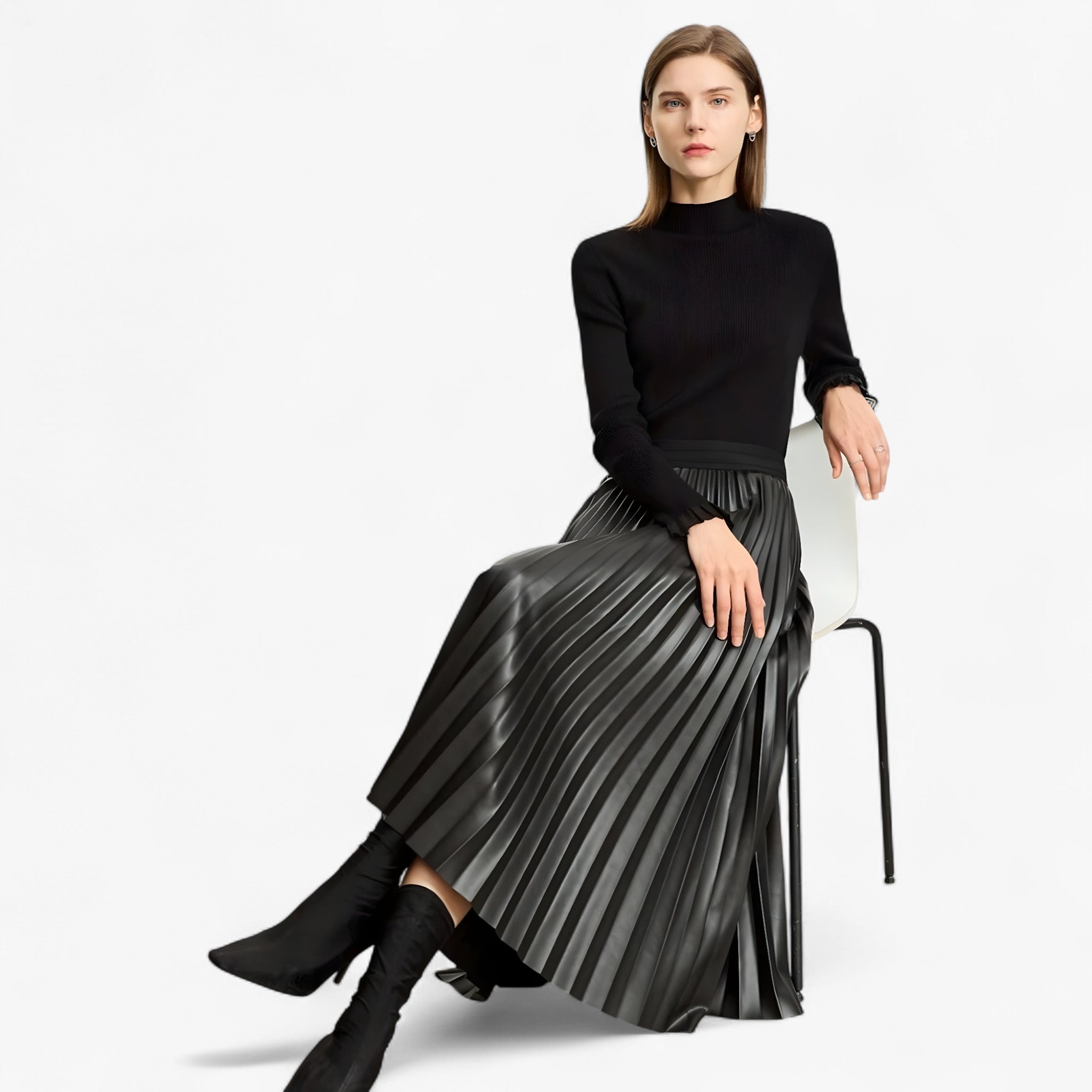 Gonna in Pelle Plissettata Donna - - donna gonna gonna pelle MYLA_NEW pelle plissettata Skirt women's top clothes - Concept Palermo