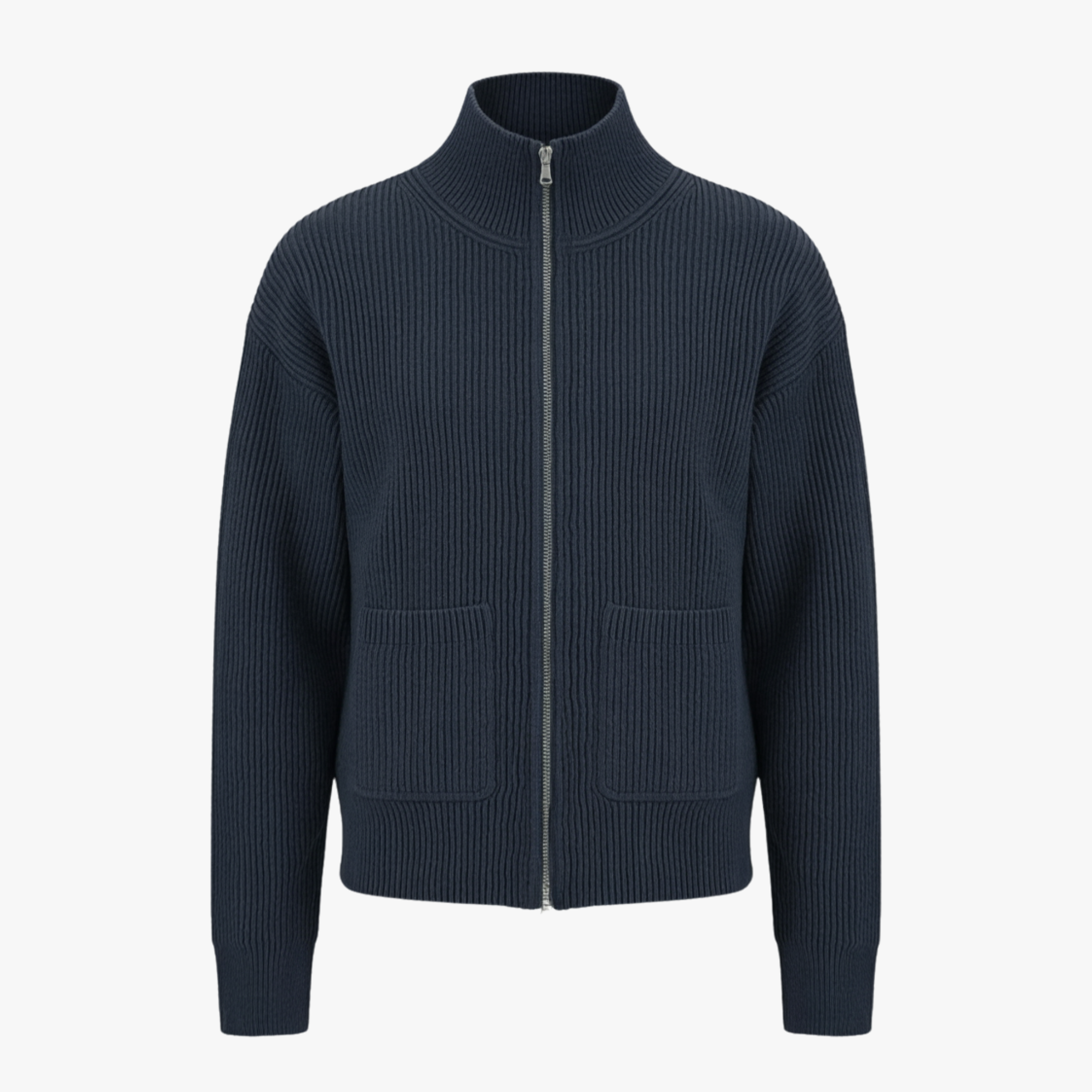 Maglione Uomo a Zip Casual - Blu navy S - abbigliamento quotidiano abiti smart-casual cappotto di maglia casual maglione maglione a maglia maglione a zip maglione casual maglione con cerniera maglione elegante maglione estivo maglione uomo maglioni da uomo moda maschile uomo - Concept Palermo