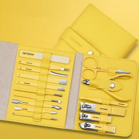 Set Manicure Professionale NailClipp in Acciaio Inox, Kit Completo per Unghie Mani e Piedi - Colore giallo set - Linen manicure manicure tool set nail tools nailclipp nailclipp - set di manicure professionale - € professionale Unisex - Concept Palermo