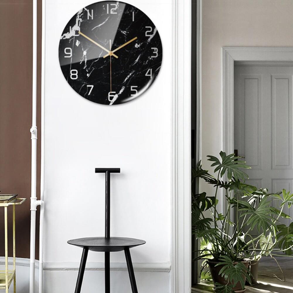 Orologio da Parete Silenzioso Ø30cm, Effetto Marmo Bianco Lusso Moderno per Soggiorno/Ufficio - - clocks marmo orologio orologio marmo tempo wall clocks - Concept Palermo
