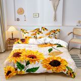 Beddengoedset met Zonnebloem Bloemenprint Dekbedovertrek
