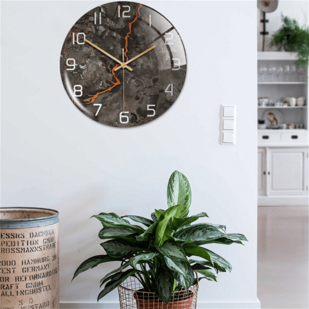 Orologio da Parete Silenzioso Ø30cm, Effetto Marmo Bianco Lusso Moderno per Soggiorno/Ufficio - - clocks marmo orologio orologio marmo tempo wall clocks - Concept Palermo