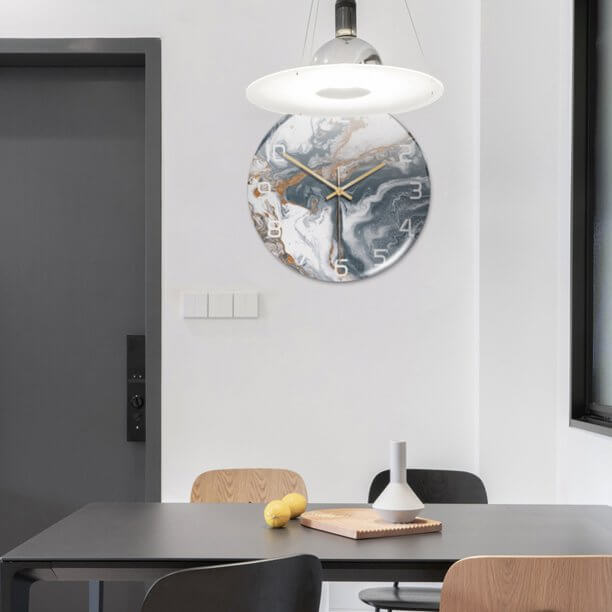 Orologio da Parete Silenzioso Ø30cm, Effetto Marmo Bianco Lusso Moderno per Soggiorno/Ufficio - - clocks marmo orologio orologio marmo tempo wall clocks - Concept Palermo