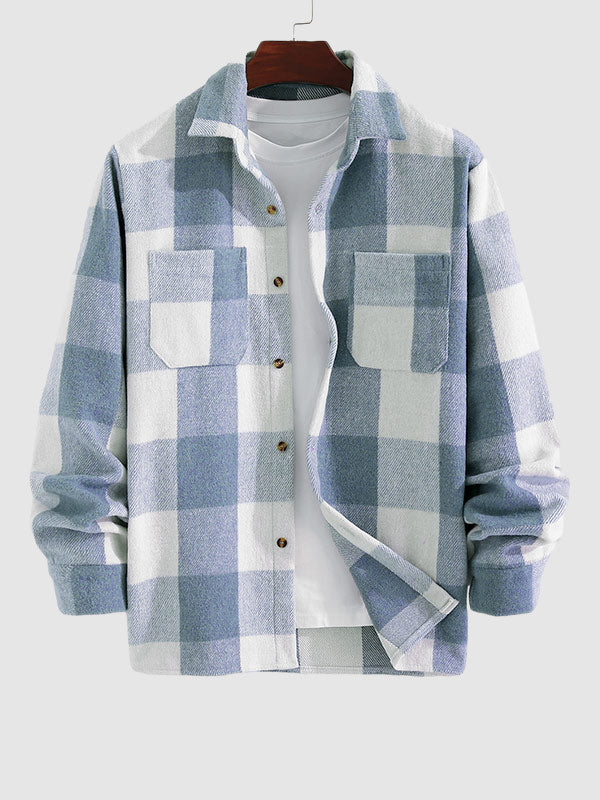Camicia casual a quadri da uomo - Blu - camicia camicia casual casual longsleeves male men's coats & jackets men's polo men's top quadri uomo - Concept Palermo