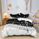 Luxe Layers - Bettbezug-Set mit Klavier- und Musiknoten, Baumwolle Herren Polyester