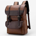 Mochila funcional de piel marrón dorada para hombre