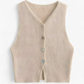Chaleco de punto beige Mujer