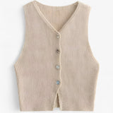 Beige gebreid damesgilet