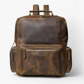 Mochila para hombre/mujer de auténtico cuero de búfalo marrón vintage grande para viaje y trabajo
