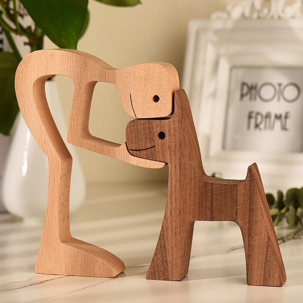 Scultura in legno di uomo e cane - Uomo con cane - cane home & garden legno M1548 new_for_google scultura scultura legno uomo - Concept Palermo