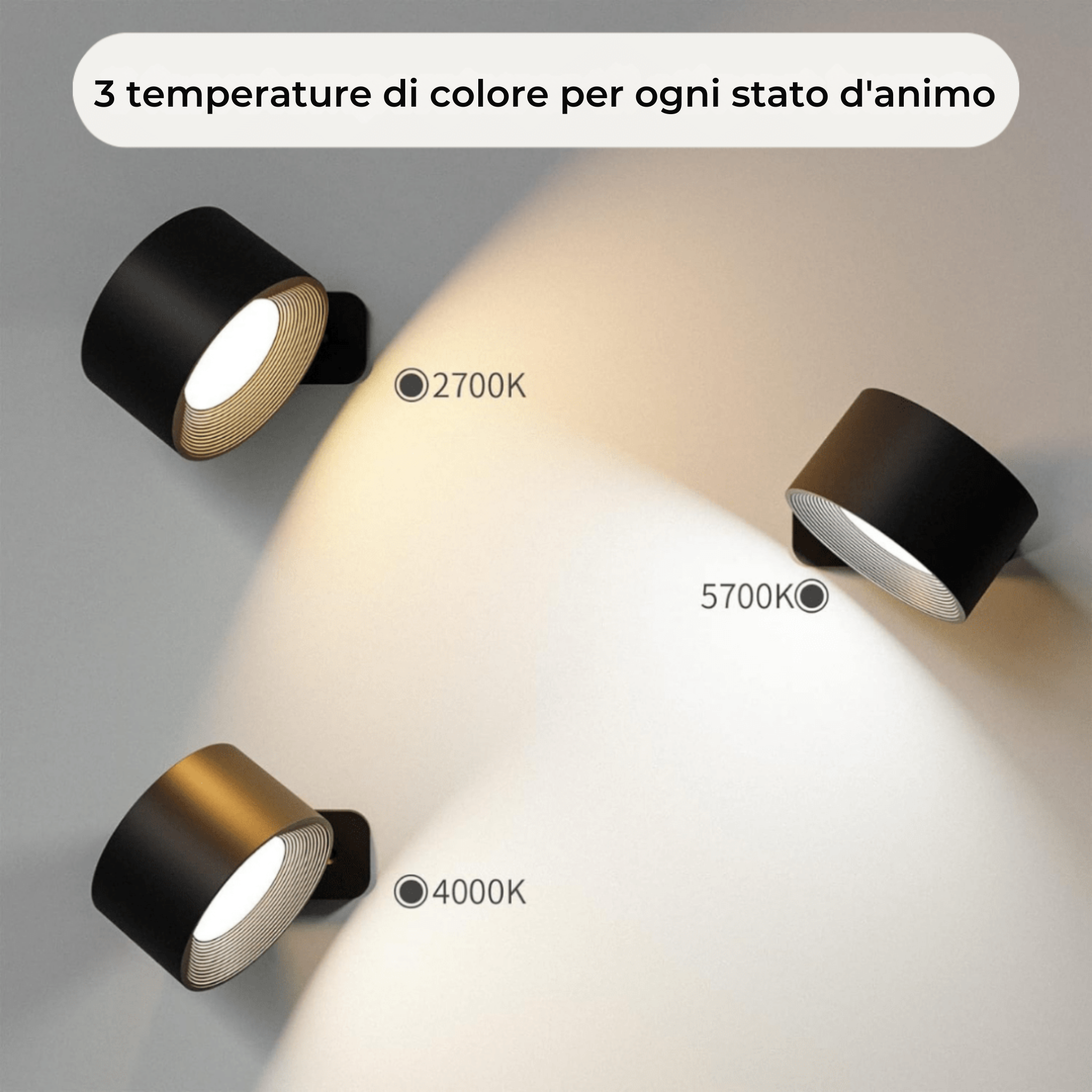 Lampada da parete wireless ricaricabile a 360° - - home home & garden lampada lampada parete parete ricaricabile Væglamper wireless - Concept Palermo