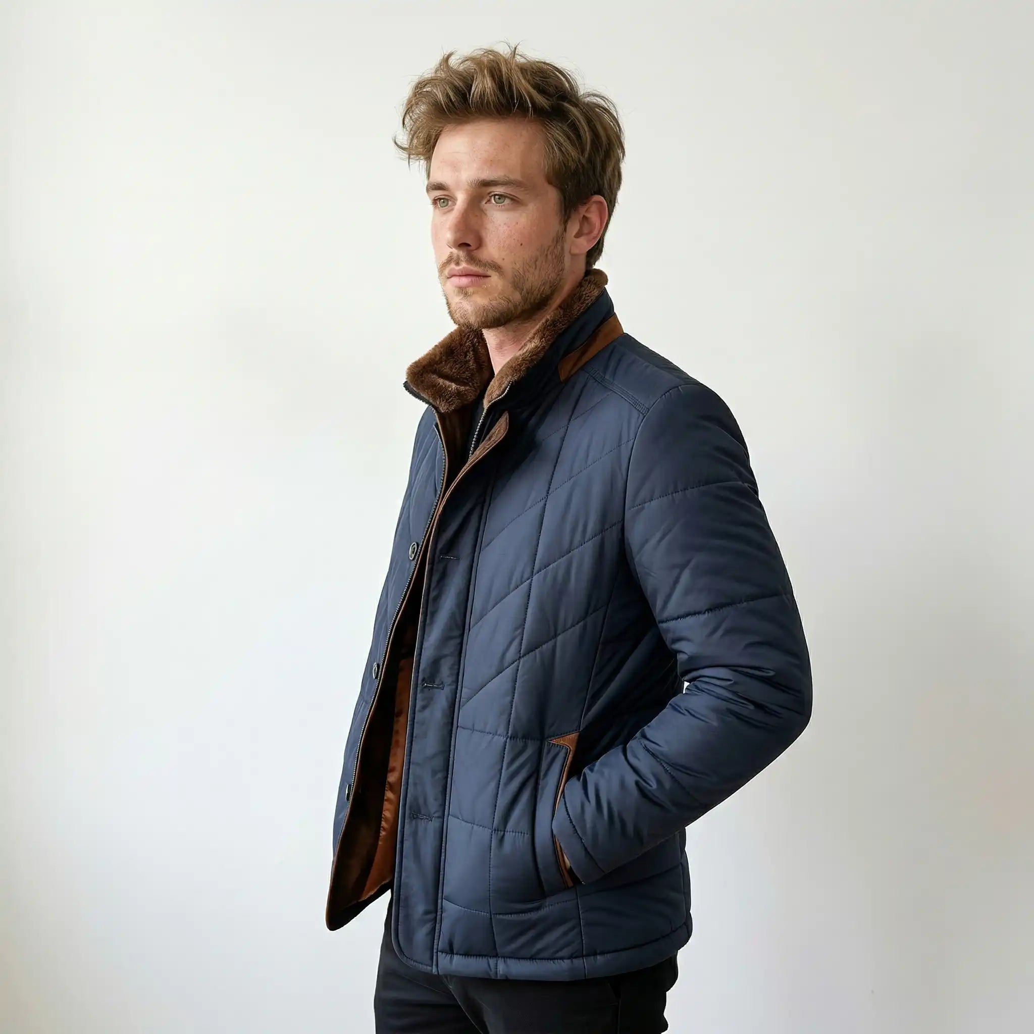 Giacca Uomo Tessuto Tecnico Nero Elegante Termica - - giacca giacca uomo men's coats & jackets tecnico termica tessuto uomo - Concept Palermo
