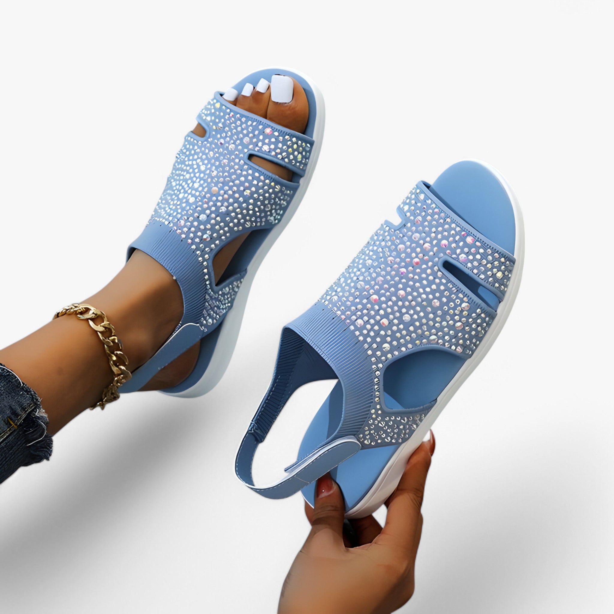 Sandali Ortopedici Donna Ergonomici Traspiranti - Comfort Quotidiano Supporto Arco Plantare - Blu - comfort donna ergonomico ortopedici quotidiano sandali sandali ortopedici sandals women sandals - Concept Palermo