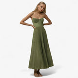 Elegante geplooide maxi-jurk voor dames, lange zomerjurk van chiffon voor feesten en ceremonies