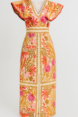 Maxi bloemenjurk met volantmouwen voor dames